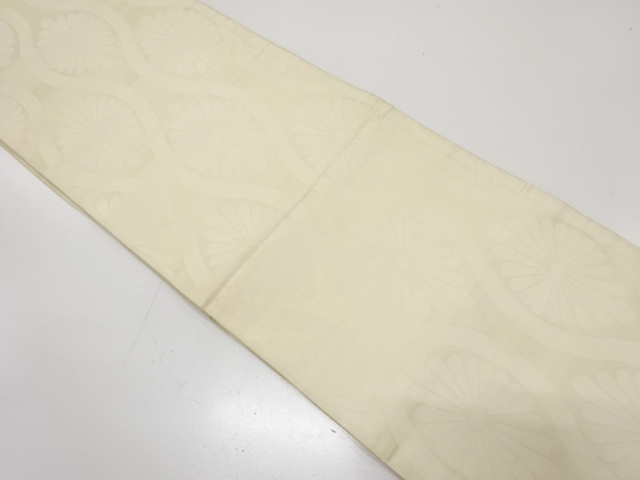 JAPANESE KIMONO / ANTIQUE MARU OBI FOR BRIDES / SILK / WOVEN FLORAL TATEWAKU PATTERN